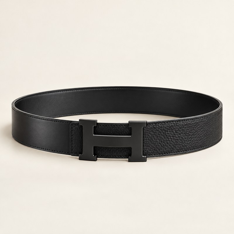 Hermès — H belt buckle & Reversible leather strap 32 mm — AI से निर्मित चित्र
