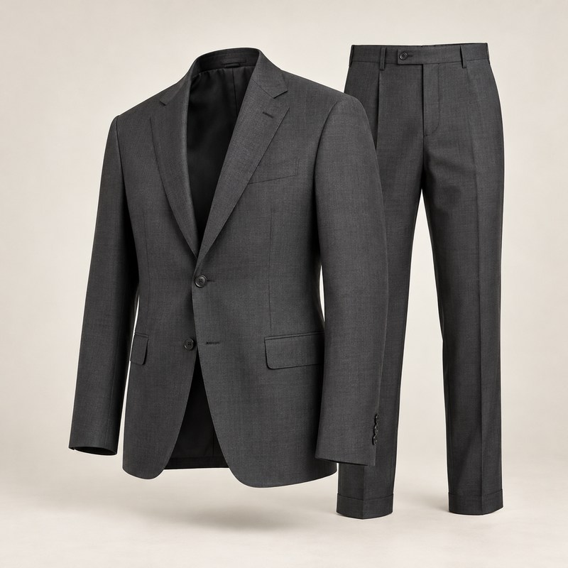ZEGNA — Dark Grey Trofeo Wool Suit — AI 生成イラスト