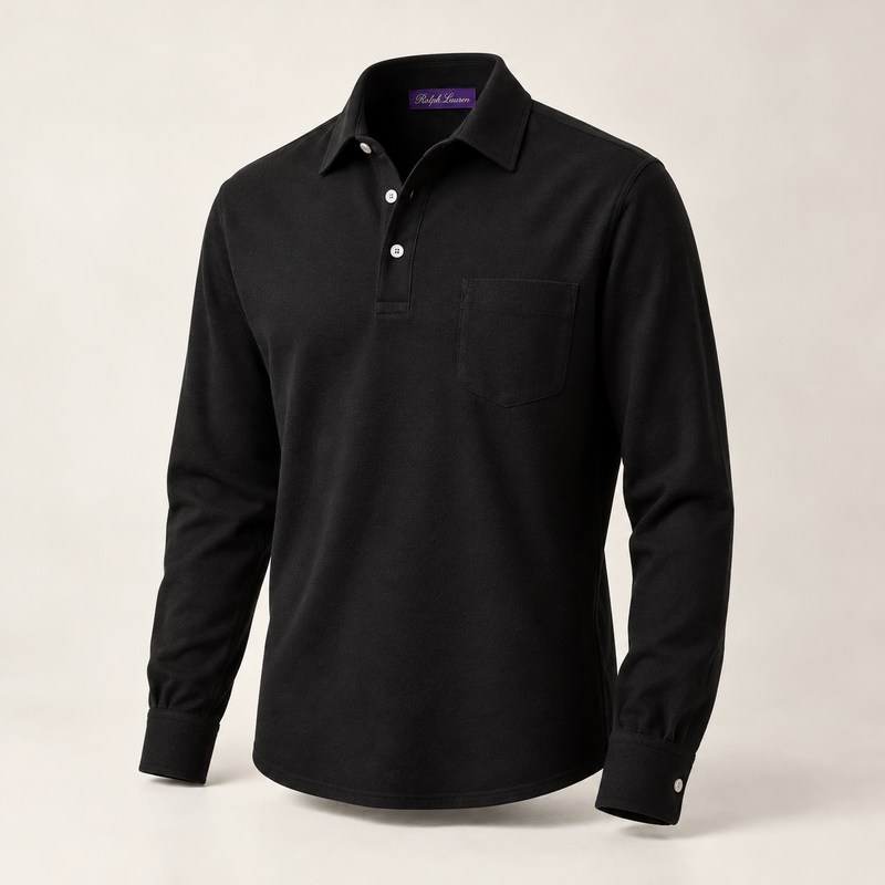 Ralph Lauren Purple Label — Cotton-Cashmere Piqué Polo Shirt — AI 生成イラスト