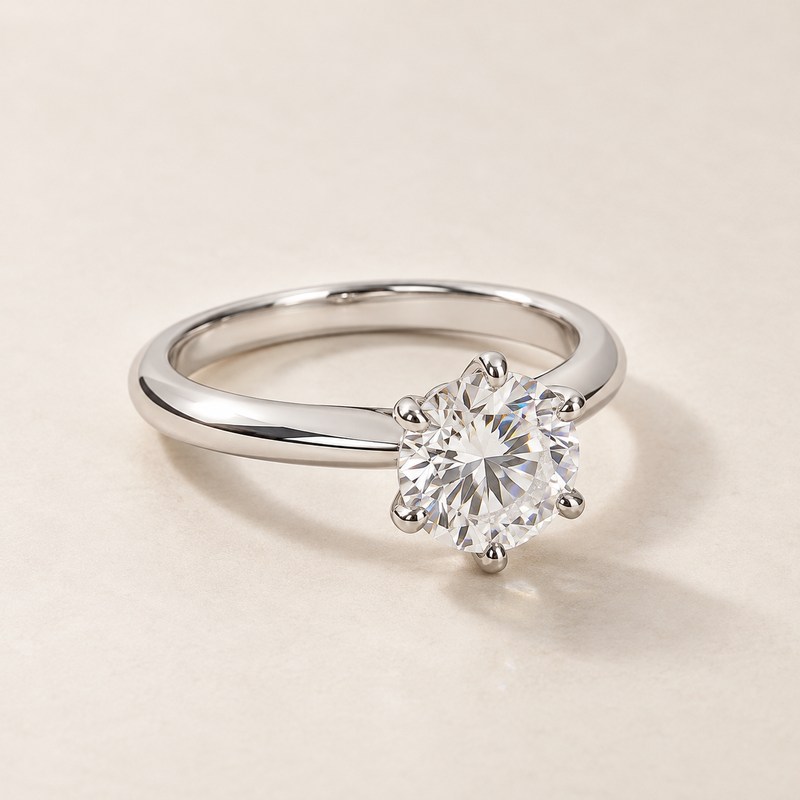 Tiffany & Co. — The Tiffany Setting Engagement Ring — Illustrazione generata con IA