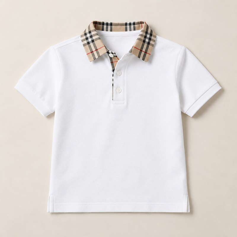 Burberry — Check Collar Cotton Polo Shirt — Illustration générée par IA