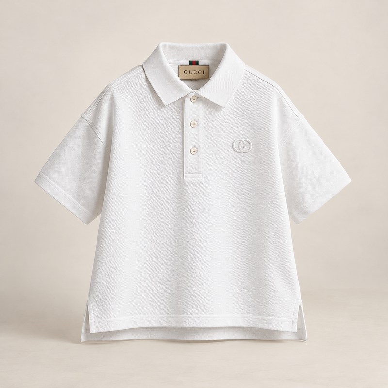 Gucci — Children's cotton piquet polo shirt — Illustration générée par IA