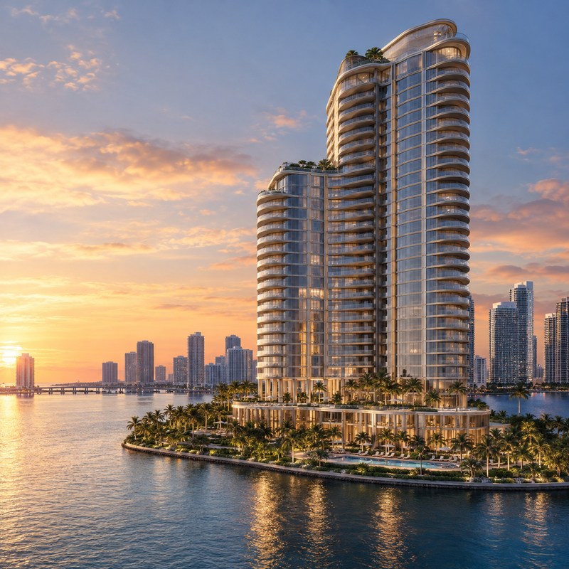 Mandarin Oriental — The Residences at Mandarin Oriental, Miami — KI-generierte Illustration