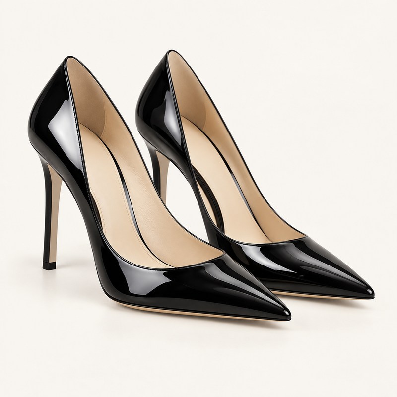 Stevie 100 — black patent leather — AI से निर्मित चित्र