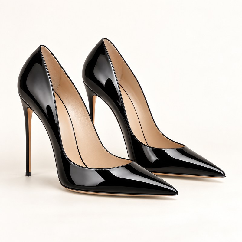 Blade Patent Leather Pump — black — AI से निर्मित चित्र