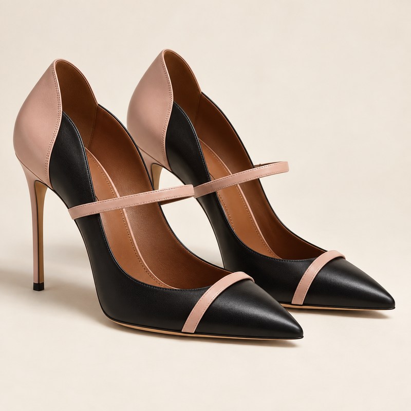 Maureen 100 — black & blush leather pumps — AI से निर्मित चित्र