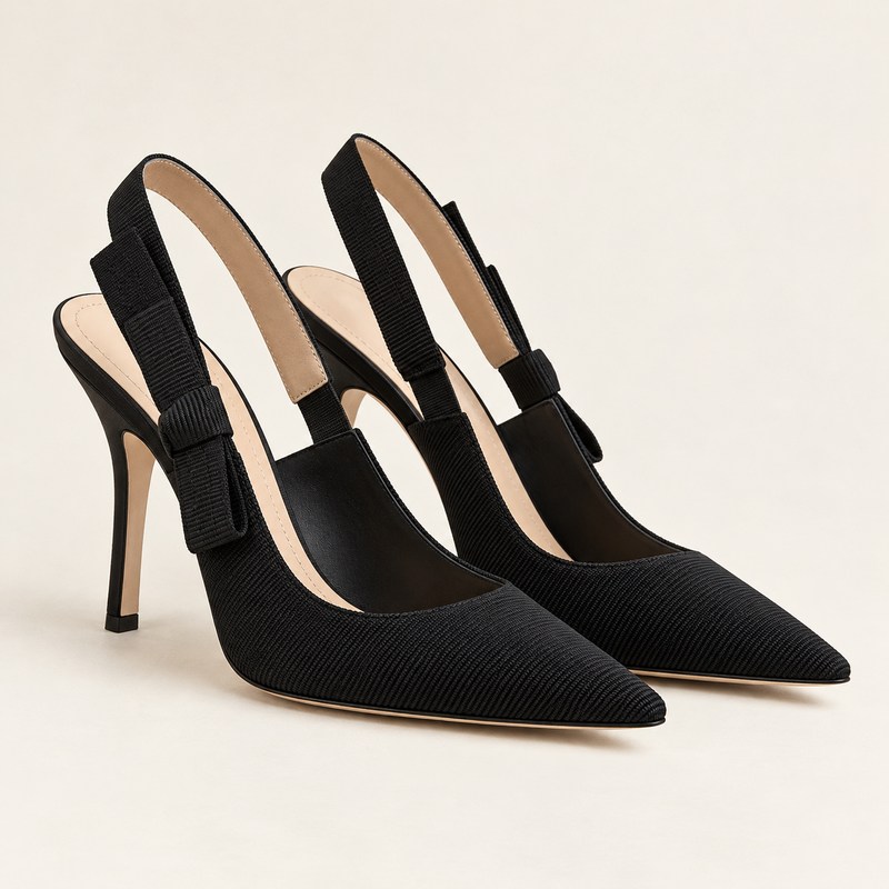 J’Adior Slingback Pump — black technical fabric — AI से निर्मित चित्र