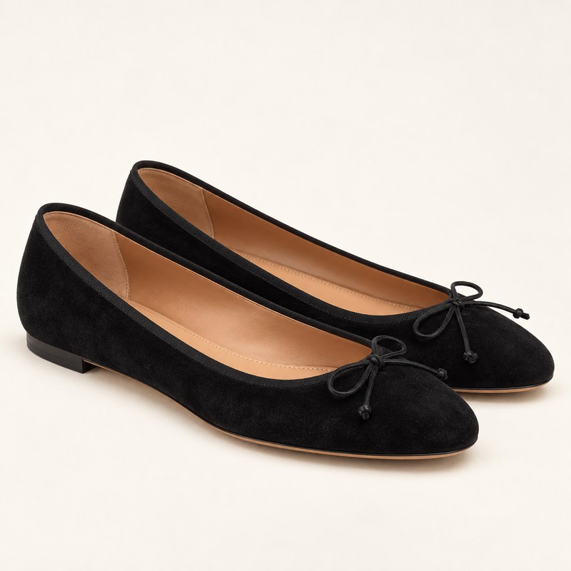 Bow Tie Ballet — Black Suede — AI 生成イラスト