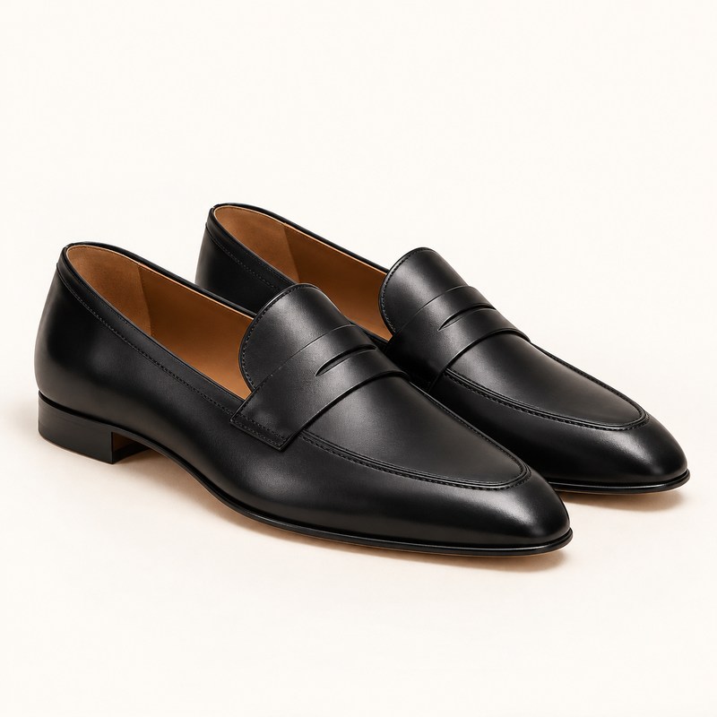 Knightsbridge Black Leather Loafers — AI 生成イラスト
