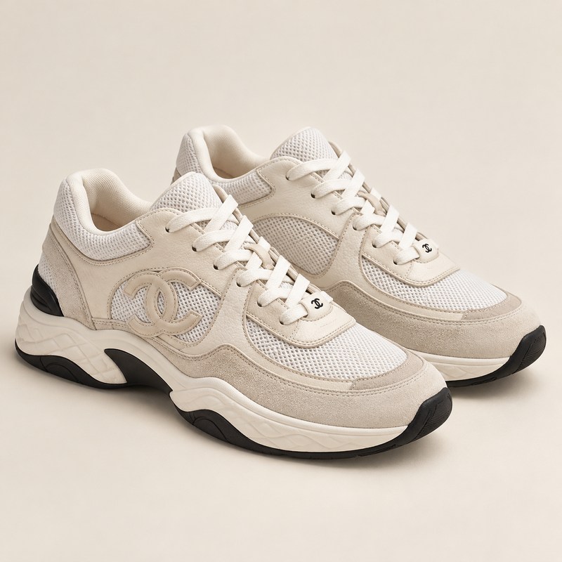 Sneakers — Mesh, Suede Calfskin & Grained Calfskin — AI 生成イラスト