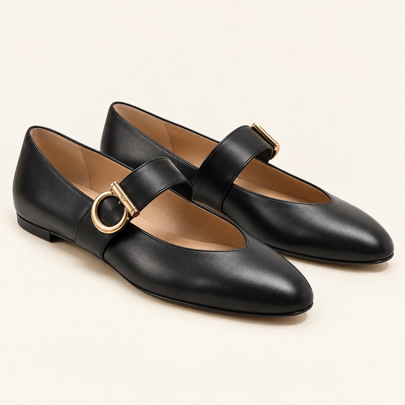 Gancini buckle ballet flat — AI 生成イラスト